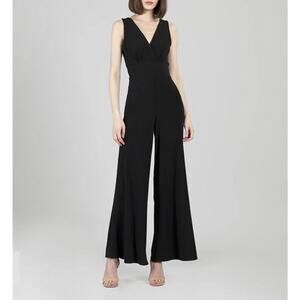 CLARA SUNWOO Signature Jumpsuit Sleeveless Wide Leg Sz Medium Black Classic